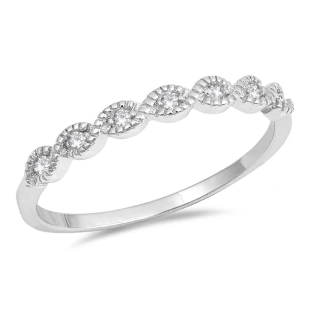 Sterling Silver CZ Infinity Petal Ring – Size 8